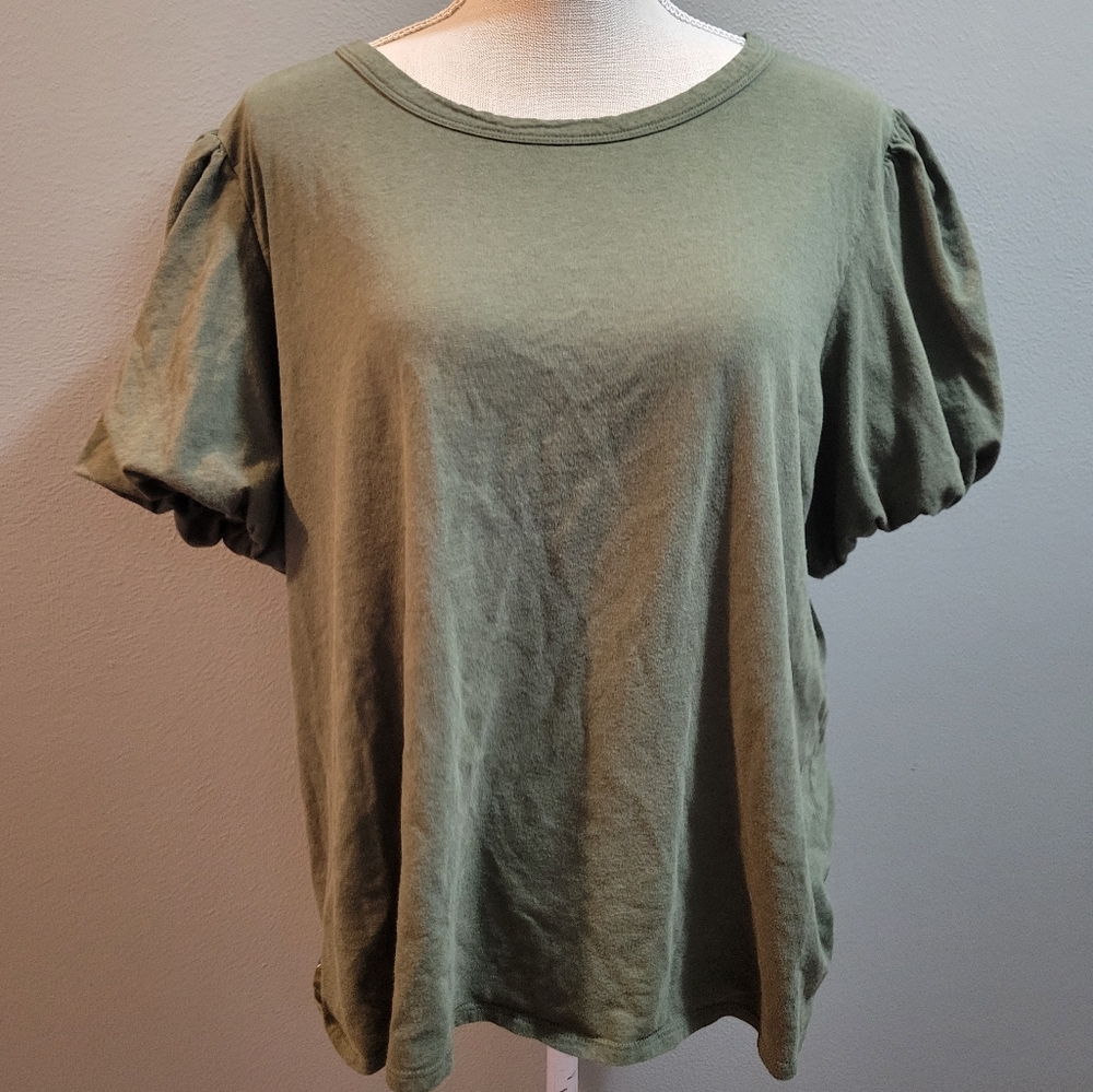Army Green Puff Sleeve Plus Size Blouse Time & Tru XXXL (22)